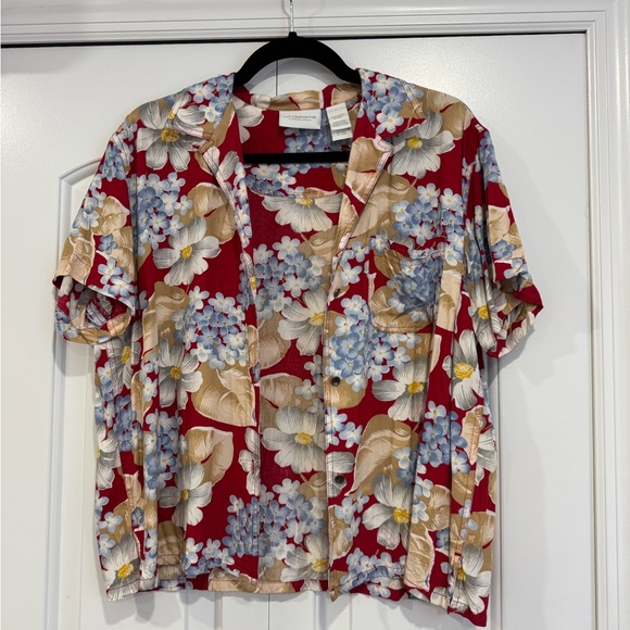 Liz Claiborne Red Floral Shirt - Picture 1 of 3